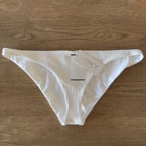 L*Space‎ Camacho Ribbed Bikini Bottom Brief-Lined-White-NWT-Women's Size Large